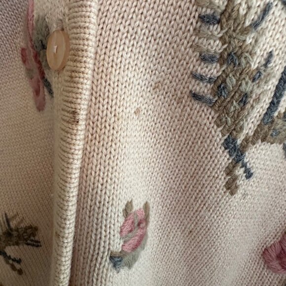 Pendleton Womens Floral Embroidered Cardigan Sweater Button Front Wool Blend M - Picture 6 of 8